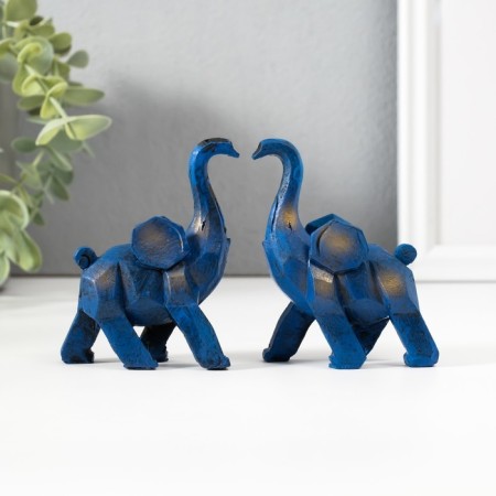 Souvenir Polystone "Blue Elephant" set 2 pcs 3x8x8.5 cm
