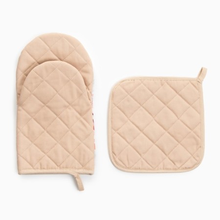 Set of kitchen. Ethel Vloom mittens 15x28cm, 19x19cm tack, 100%HL-2