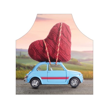 Apron kitchen with a photo print "Heart by car", adjustable, size OS-2