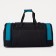 Road bag on a zipper, with an increase, 3 outer pockets, a long belt, black/turquoise color