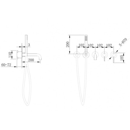 Bath mixer Abber Wasser Kreis AF8130MRG, built -in, shower set-3