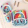 A set of children's bamboo dishes, 5 objects: plate, fork, spoon, glass, bowl "Rainbow Dash", My Little Pony