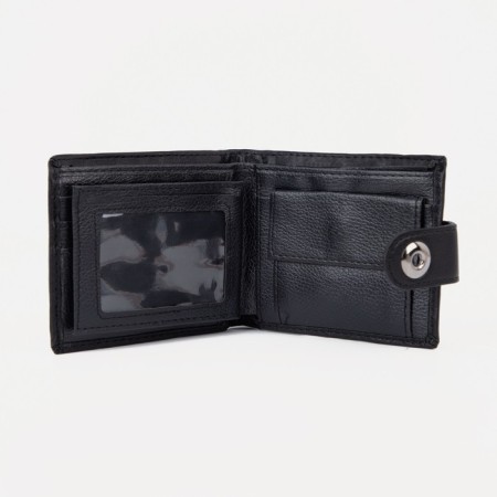 Male purse for magnet, department for bills, for maps, for coins, black color-4
