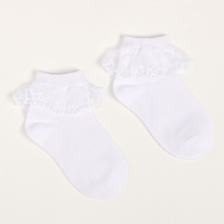 Baby socks with lace, white color, size 14-16-1