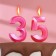 Candle in the cake anniversary "line" (set 2 in 1), number 35 /53, pink metallic, 6.5 cm