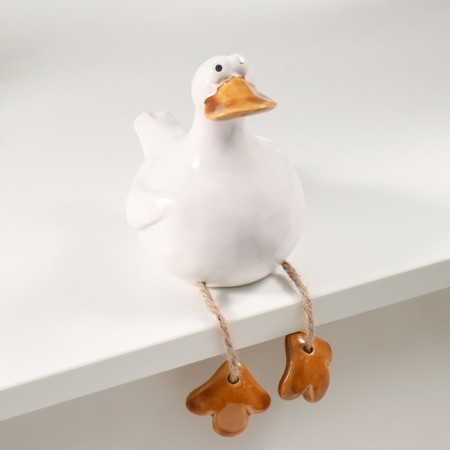 Souvenir ceramics "White duckling with hanging paws" 8.6x11.1x12.1 cm-2
