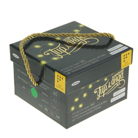 Garland "fringe" 3 × 0.6 m, IP44, UMS, dark thread, 160 LED, green glow, 220 V-6