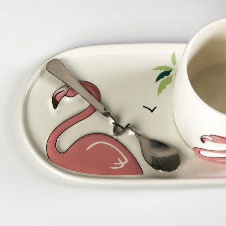 Tea couple ceramic "Tropics", 300 ml, stand 21 × 11.5, spoon-2