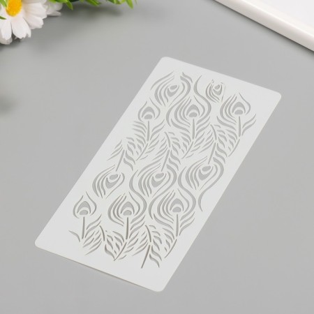 Plastic stencil "Peacock feathers" 10x20 cm-1