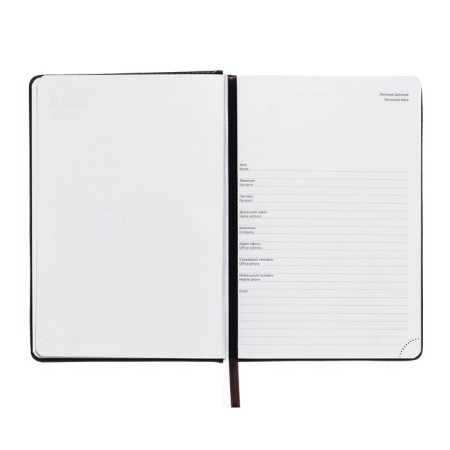 Gift Davente.bravo: Dated Dated 2024, A5, 176 sheets, solid cover, block 70 g/m2, burgundy + ballpoint pen.-4