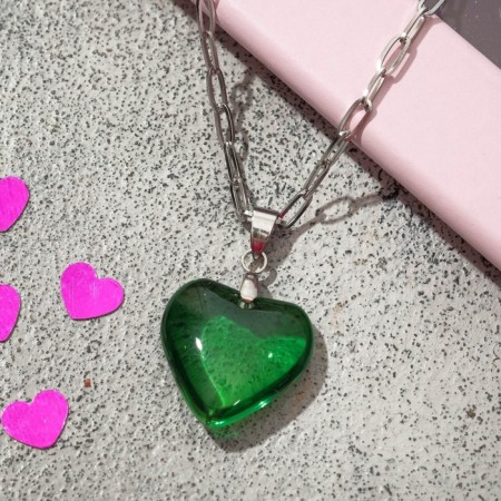Piece "Heart" marmalade, green color in silver, 40 cm