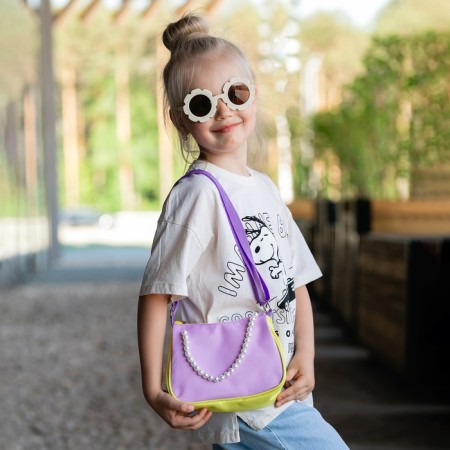 Children's bag, textile, lilac-yellow color 4 cm x 17 cm x 13 cm