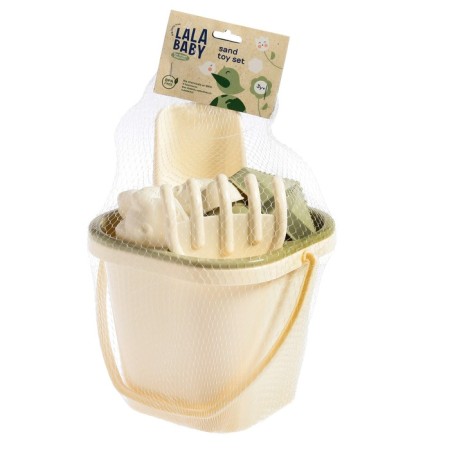 Set for playing the sand, 8 objects: scoop, robberies, sieve, bucket, 4 soft molds-7