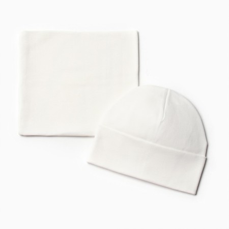 Kit (hat, snood) for girls, milk color, size 50-52