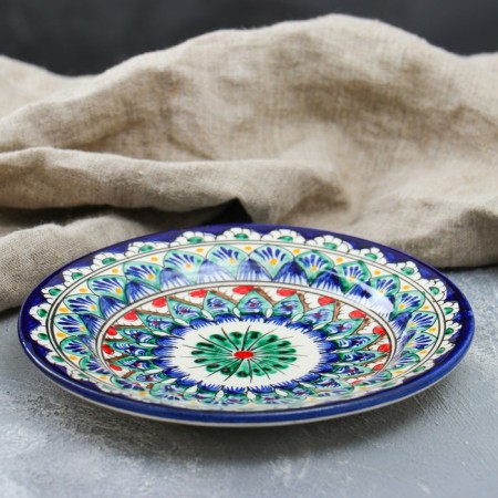 Plate of the Rishtan ceramics "Flowers", blue, flat, 17 cm, mix