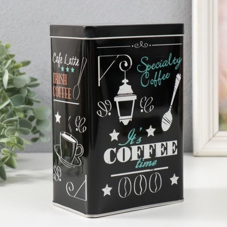 Rectangular metal casket "Coffee time" 7.8x12.2x18.6 cm
