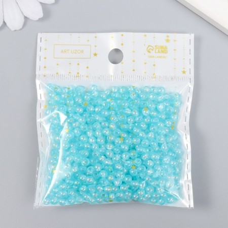Beads for creativity plastic "Blue mother of pearl" set 20 grams d = 0.4 cm-2
