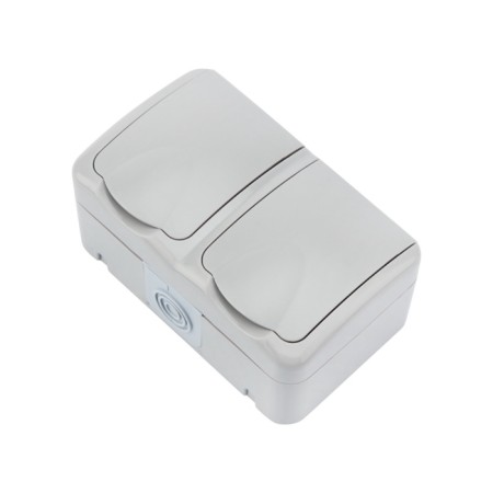 Horizontal block 2 sockets (ceramics) mini ip54 with grounding, o/y, gray kranz