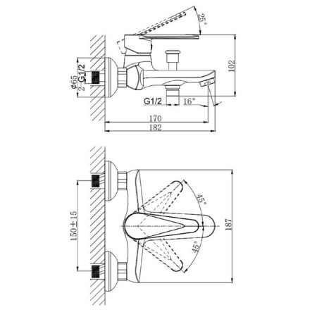 Bath mixer rush denis DN0335-44, single-leaf, short spout, chrome-1