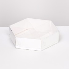 White exchange with a transparent cover and partitions, 18.5 x 18.5 x 4.6 cm
