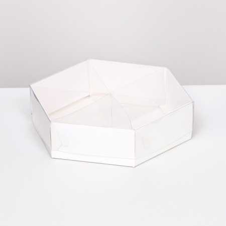 White exchange with a transparent cover and partitions, 18.5 x 18.5 x 4.6 cm
