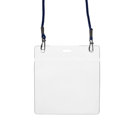 Badge horizontal, external 112 x 109 mm, internal 102 x 90 mm, on a blue lace 40cm-1