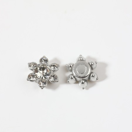 A set of cabinets with rhinestones "Flower", d = 12.3 mm, 20 pcs, silver color-1