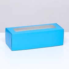 Folding box with a window for a roll, blue, 26 x 10 x 8 cm