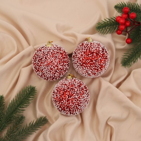Set of balls plastic D-8 cm, 3 pcs "Caleb" red