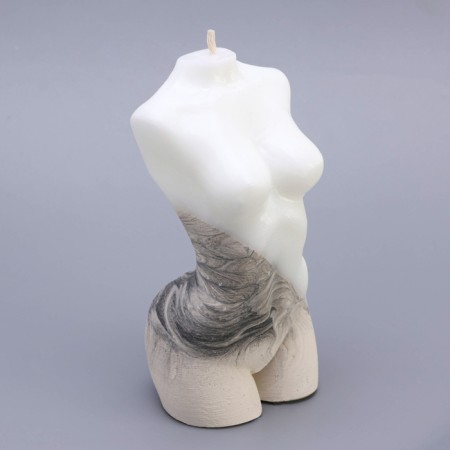 Figure candle with concrete "Women's silhouette", 15x7 cm, white-1