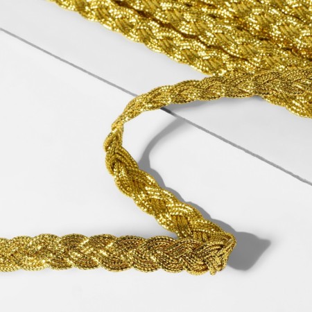 Decorative braid "Kosichka", 8 mm, 10 ± 1 m, gold color-1