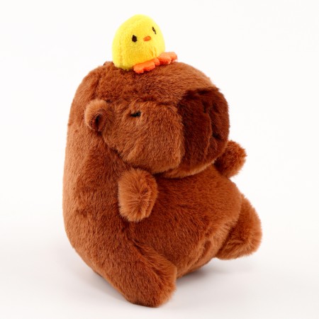 Soft toy "Capybara with a duck", on a key fob, 13 cm-3