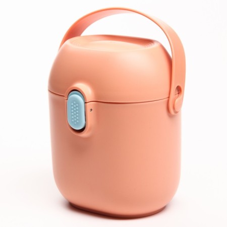 Container for storage of baby food 450 ml., With a spoon, color peach