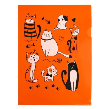 A4, 180 μm folder, calligrata "cats", translucent, with print, mix-2