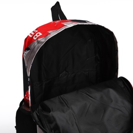 School backpack from textiles on lightning, 3 pockets, red color-5
