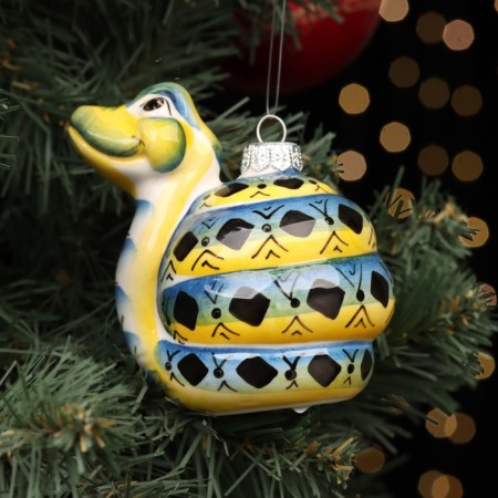 Fir -tree porcelain ball "Snin -blue", Author's painting, 10 cm-1