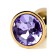 Anal plug with the Toyfa Metal rhinestone, golden, amethyst, 7 cm, d = 2.8 cm