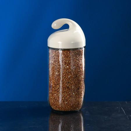 Bank for bulk products "Axis", glass, gray cover, Iran-5
