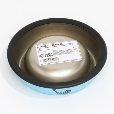 A bowl with a non -slip base with a print, 225 ml, blue-3