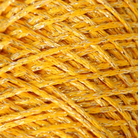 Knitting cord 100% polyester with a lurex 1 mm cylinder, 75 ± 10g, 200m, 08-yellow+gold-2