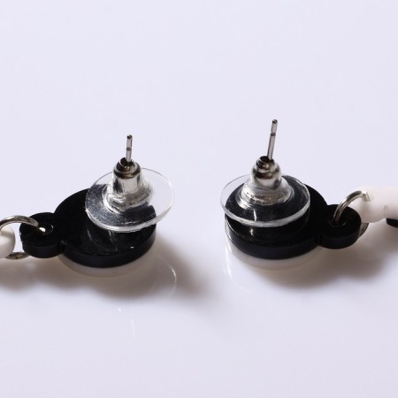 Earrings Plastic "Vivien" Notes, black and white color-1