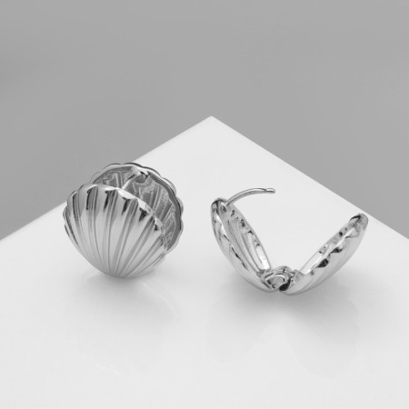 Earrings Metal "Chord" Mini shell, silver color-1
