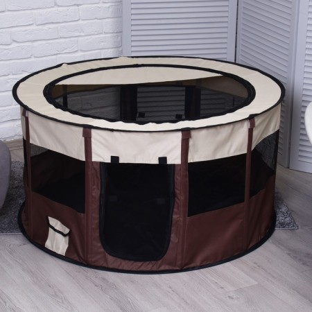 Animal aviary, tent, round, 110 x 55 cm, brown-1