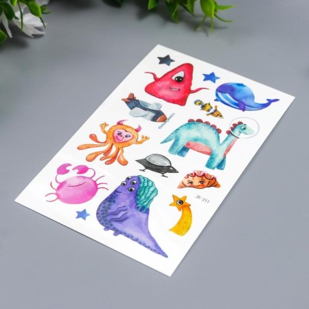 Tattoo on the body color "animals in space" mix 12x7.5 cm-2