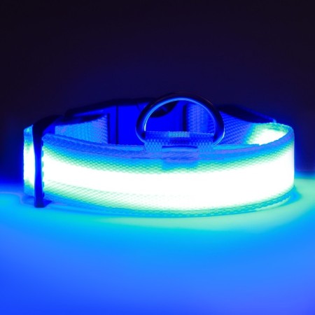 Collar with backlight, charging from USB, size XS, Osh 28-38 cm, 3 modes, blue-12