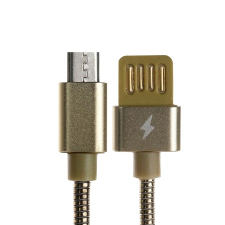 MicroUSB cable - usb, 2.1 a, metal braid, 1 meter, golden-1