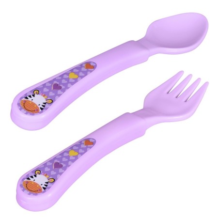 A set of cutlery for feeding "Safari", 2 items: spoon, fork, from 4 months., Mix colors-7