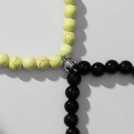 Bracelets "Demetrons" on the magnet, perseverance, the color is black and yellow with silver, 7 cm-2