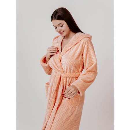 Women's robe with a hood, size 46, color peach-3