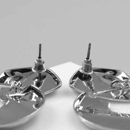 Earrings Metal "Geometry" disk, color silver-2